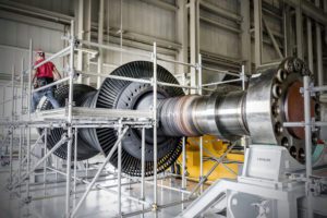 A Unit 2 turbine gets some attention at Darlington Nuclear Generating Station.
