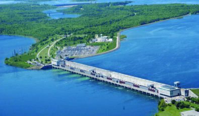 Aerial view of the Moses-Saunders Power Dam.