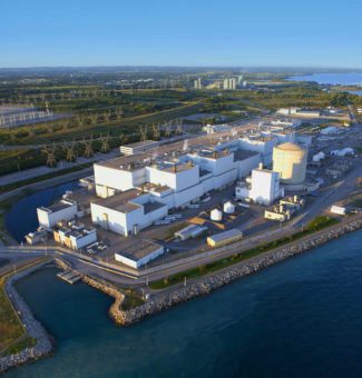 An aerial view of Darlington Nuclear Generating Station.