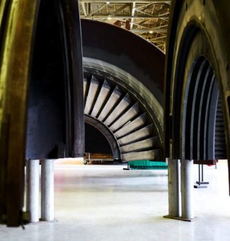 Large metal housings that contain steam within the low pressure turbines of a nuclear turbine.