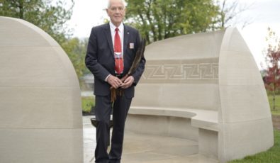 The new First Nations Peace Monument was designed by world-renowned Blackfoot architect and activist Douglas Cardinal.