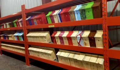 Freshly painted nesting boxes
