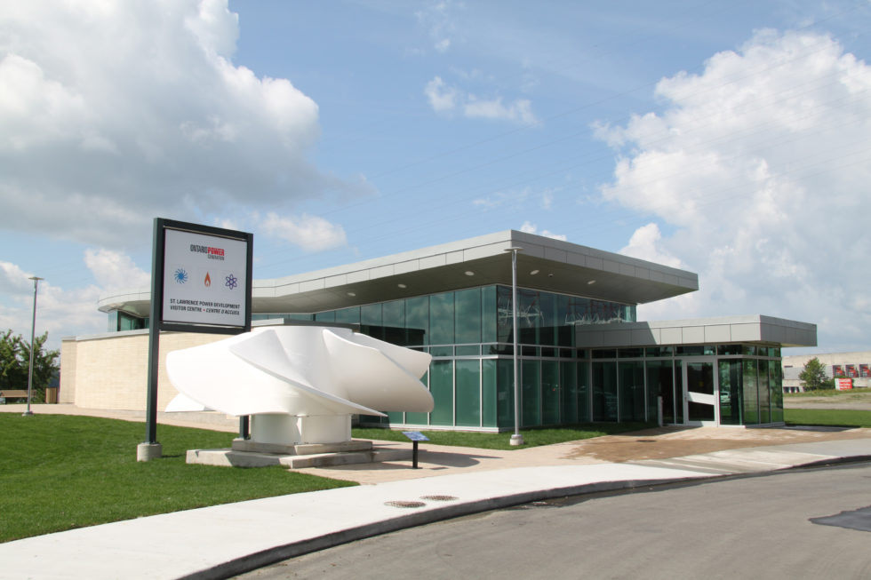 A view of the Saunders Hydro Dam Visitor Centre from the front.