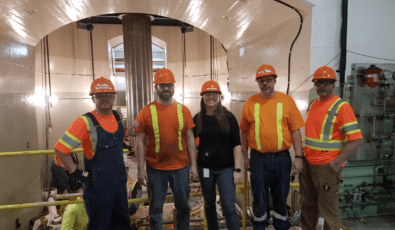 Polak, third from right, is a natural leader, frequently visiting production staff at the plants to appreciate the work up close.