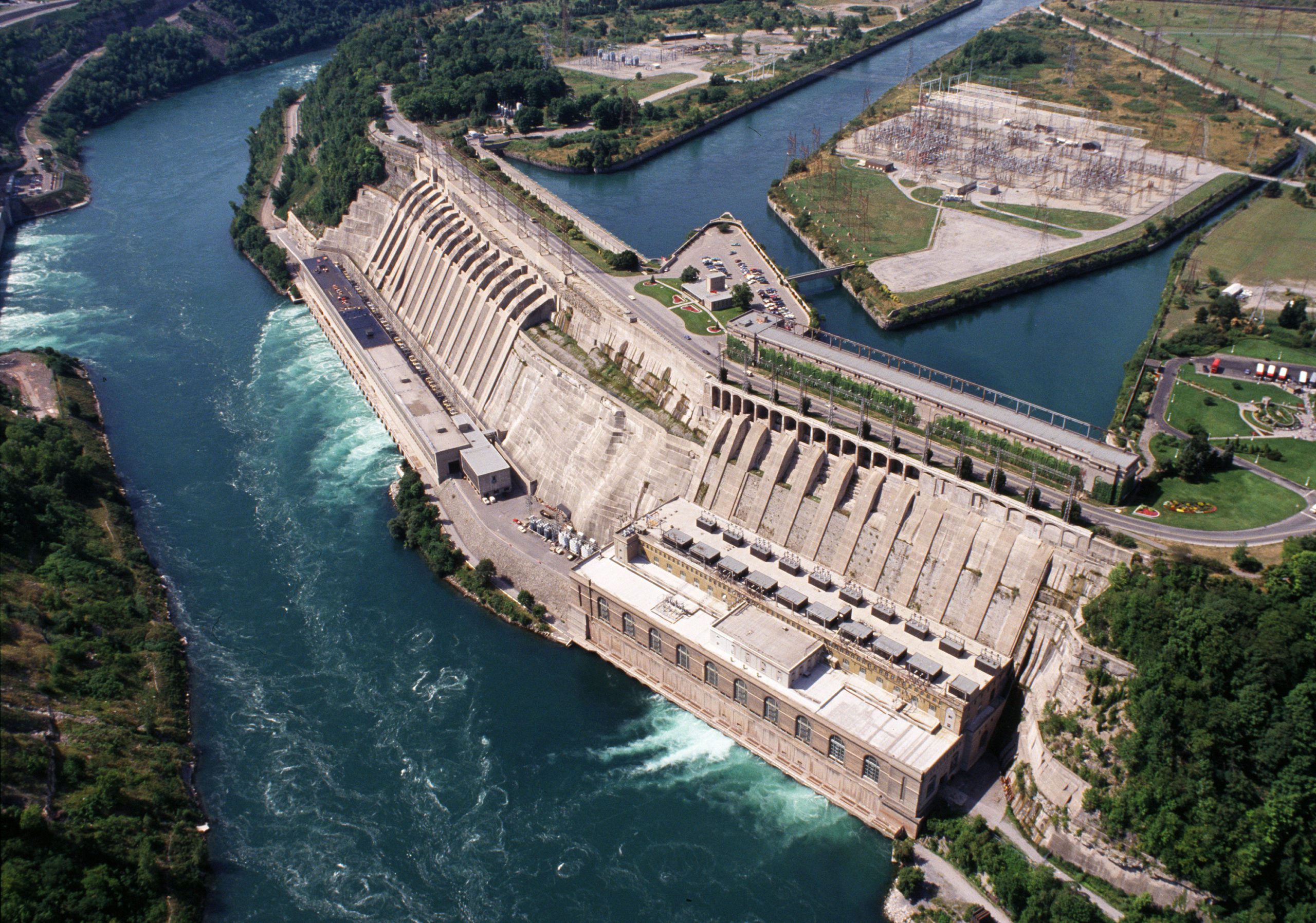 OPG's Sir Adam Beck hydro generating stations in Niagara Falls. Sir Adam Beck I GS is pictured in the foreground.