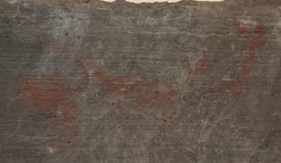 A close-up view of the pictograph.