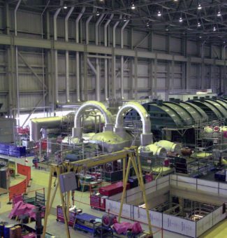 A view of the Darlington Nuclear Unit 3 turbine hall