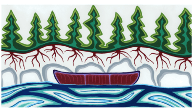 Artwork by Patrick Hunter, a two-spirit Ojibwe painter, graphic designer and entrepreneur from Red Lake, ON