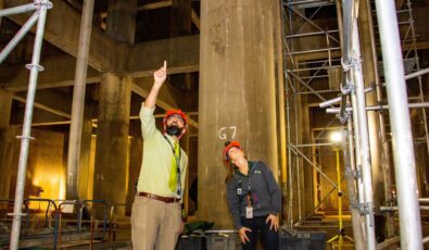 Pickering Nuclear's vacuum building is a cylindrical concrete structure standing more than 50 metres high.