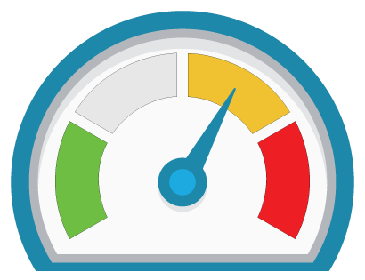 A dial indicating 'yellow' for mediocre performance.