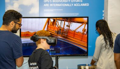 Members of the public test our VR googles at OPG's community information session