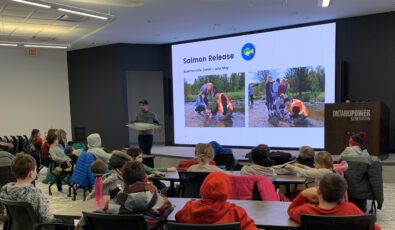 Students attend a presentation about the Bring Back the Salmon Lake Ontario Atlantic Salmon Restoration Program.