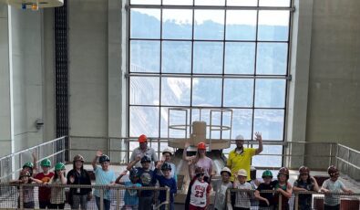 Students from Mattawa District Public School pose for a photo during a tour of OPG's Otto Holden hydro station.