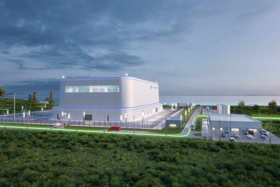 A conceptual rendering of the BWRX-300 SMR plant by GE Hitachi Nuclear Energy.