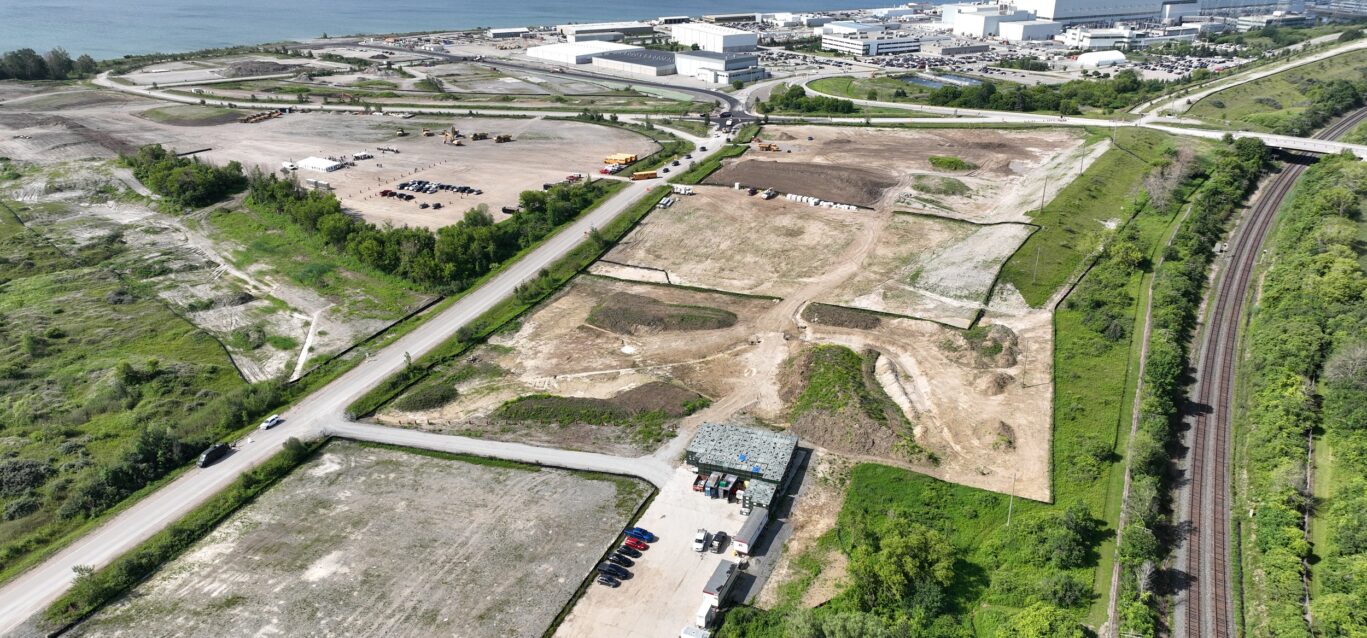 The future site of OPG's Darlington New Nuclear Project. The Darlington Nuclear Generating Station is seen in the background.