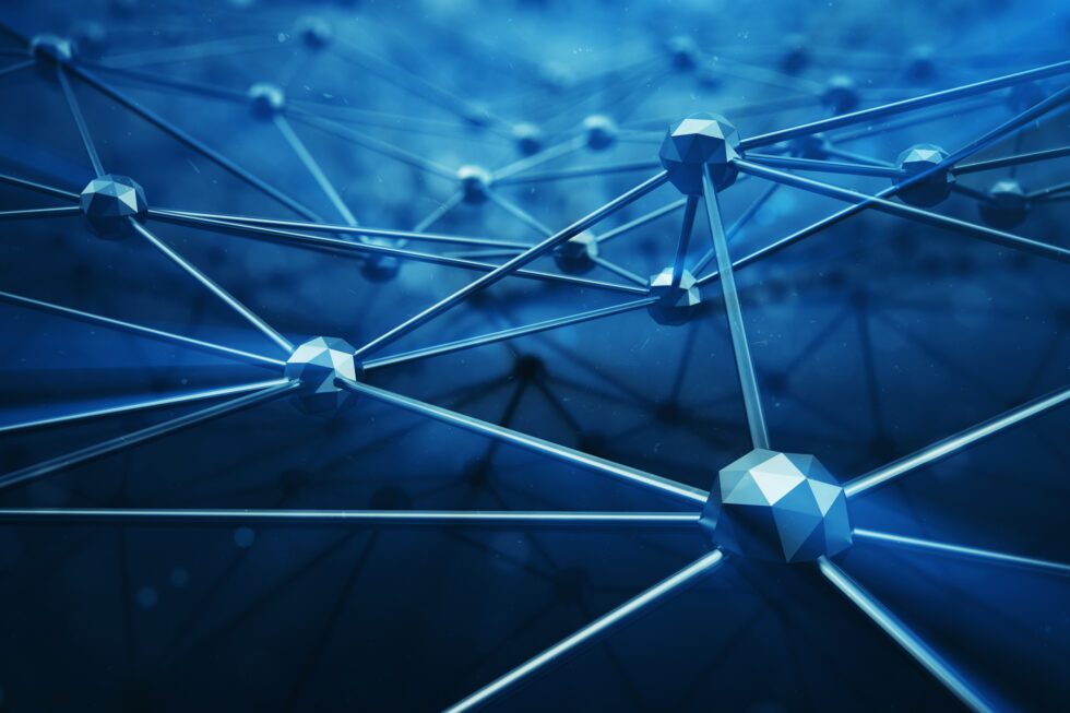 3D illustration Abstract bacgkround connection dots and lines of technology. Connection structure. Science background. Futuristic polygonal background