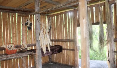 The new garden at the Saunders visitor centre features a drying shed and other Indigenous-inspired features.