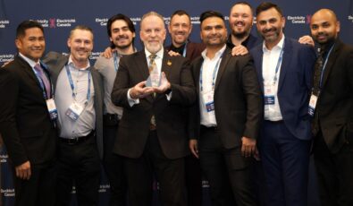 OPG's 3D laser scanning team was all smiles after receiving Electricity Canada's 2024 Centre of Excellence award.