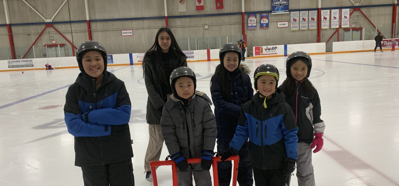Community members at a skating event