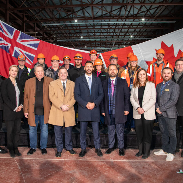 Attendees from OPG and the Ontario Government and the Town of Port Hope attend an announcement.