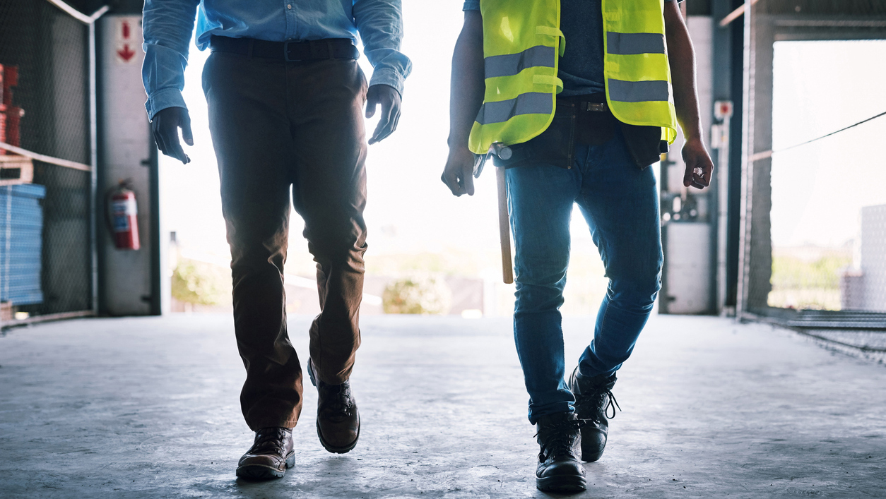Employees walking